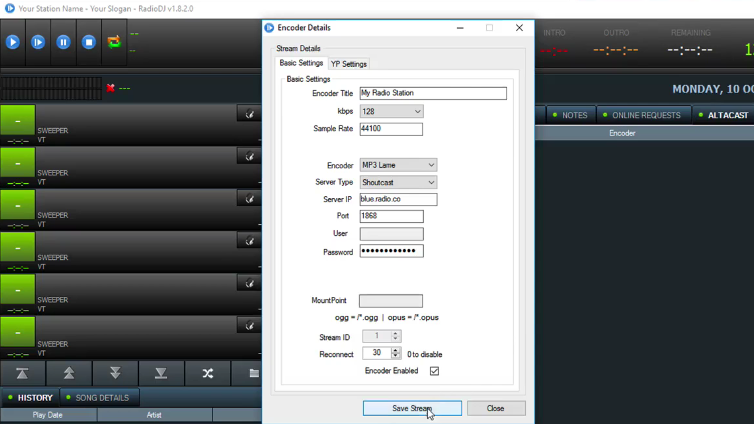 RadioDJ AltaCast Encoder