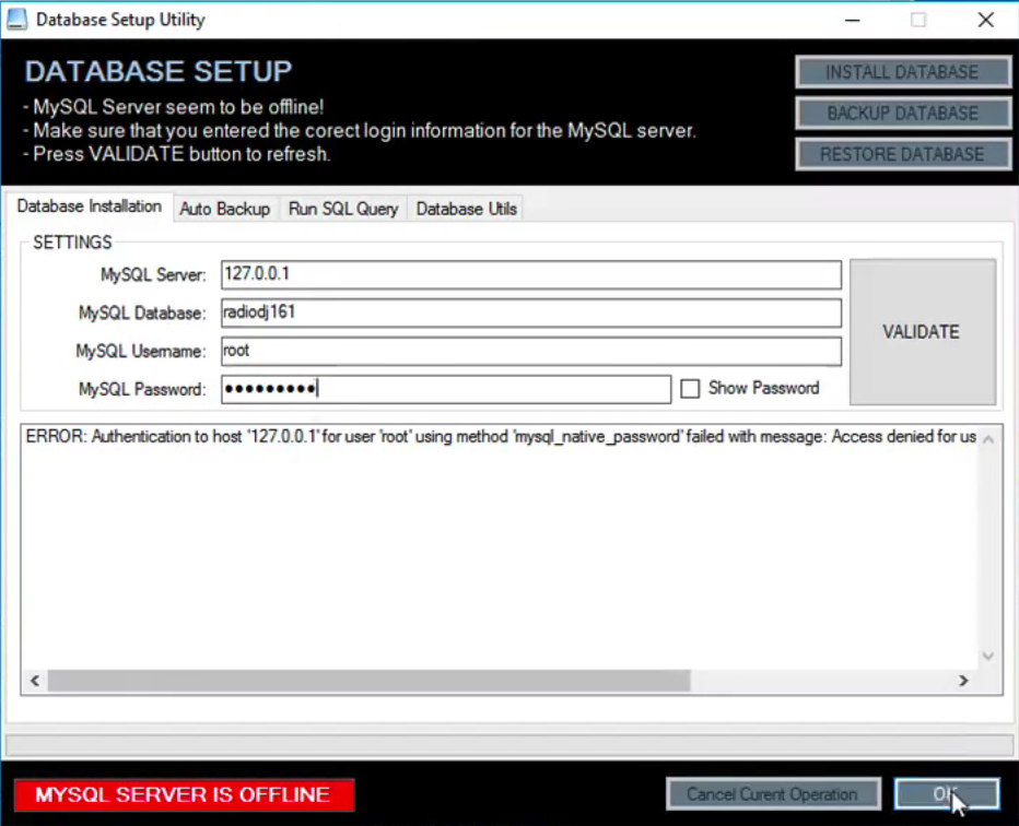 Setup RadioDJ Database