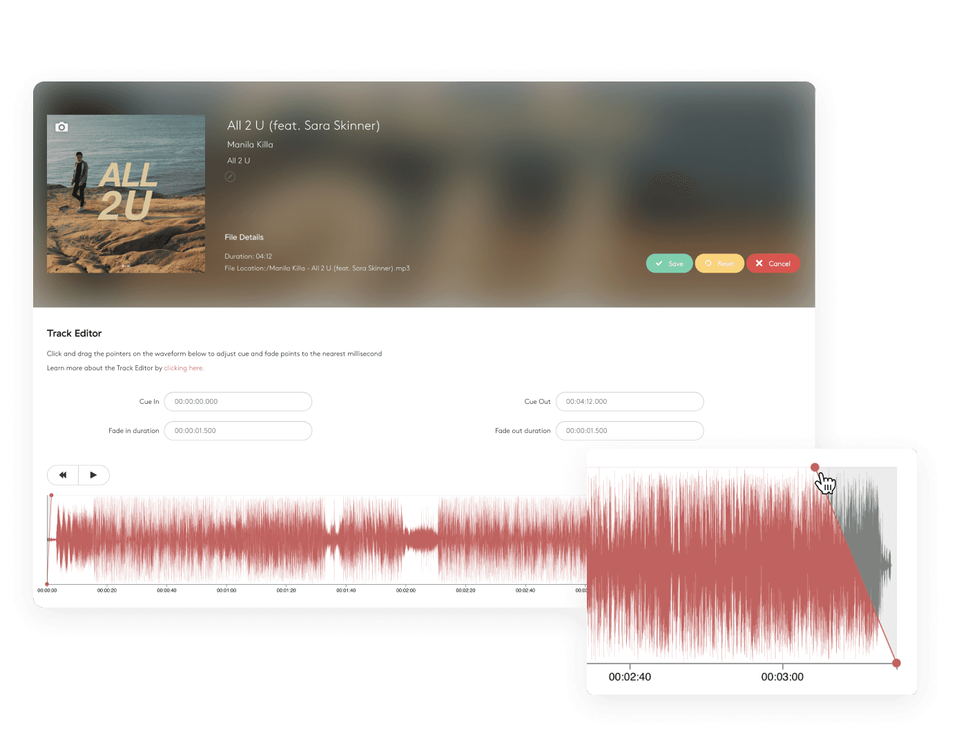 Radio.co dashboard